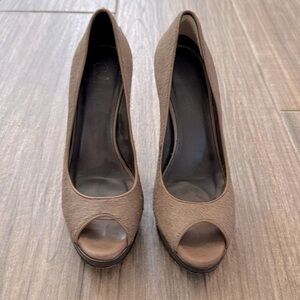 Cole Haan peep toe pump in sable pony hair